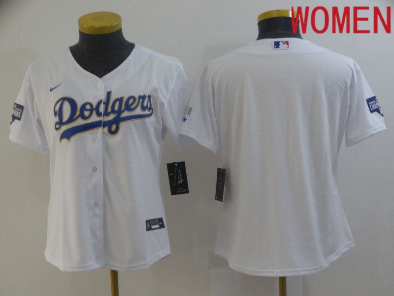 Women Los Angeles Dodgers Blank White Game Nike MLB Jerseys->women mlb jersey->Women Jersey
